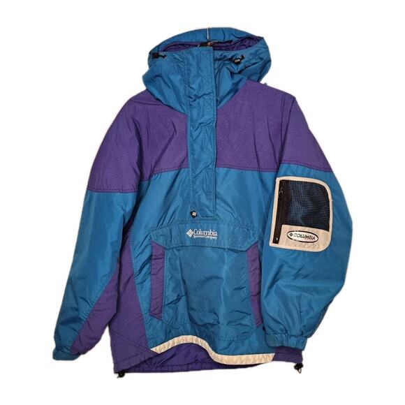Vintage Columbia Blue Purple Colorblock Jacket Size M - Picture 5 of 10